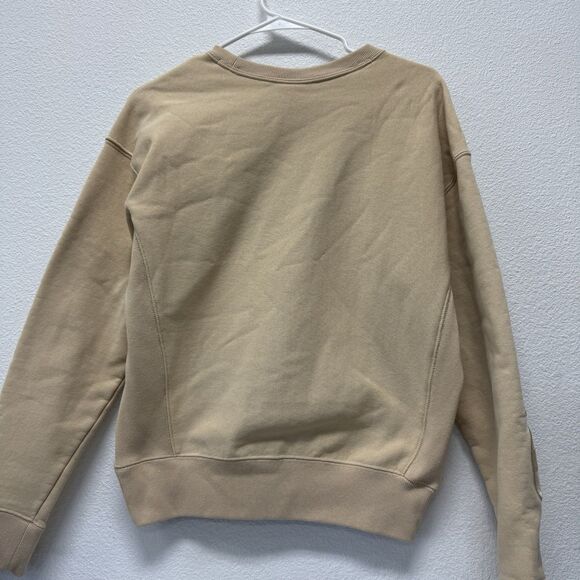 Champion Reverse Weave Sweatshirt Medium Crewneck Embroidered Logo‎ Beige Tan - Picture 6 of 7